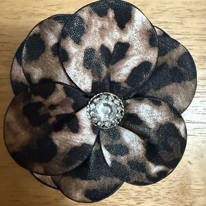 Leopard Print Flower Brooch